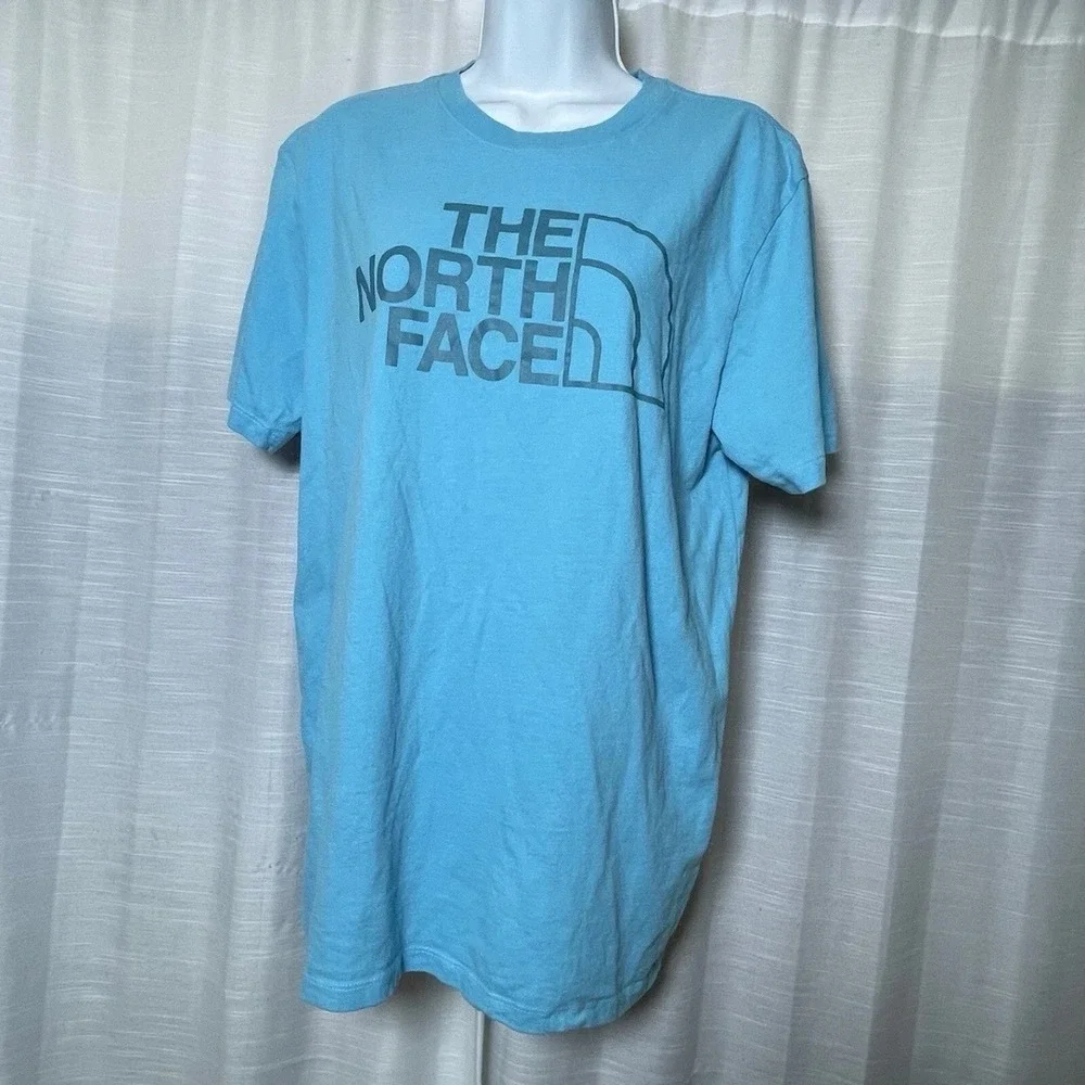 The North Face T-Shirt Mens M Logo Graphic Short Sleeve Cotton Blue Solid